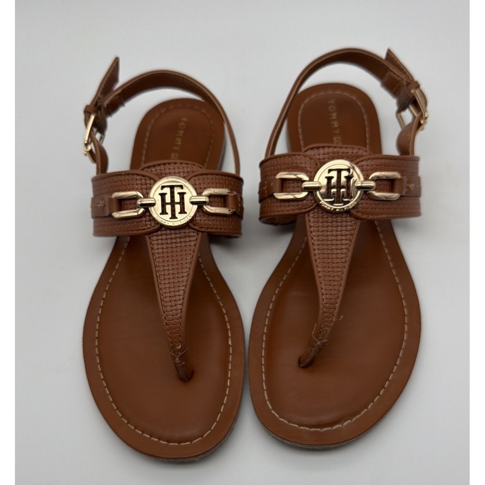 Tommy Hilfiger Bexlee Sandals Women's Size 6M Brown Leather Thong Slingback